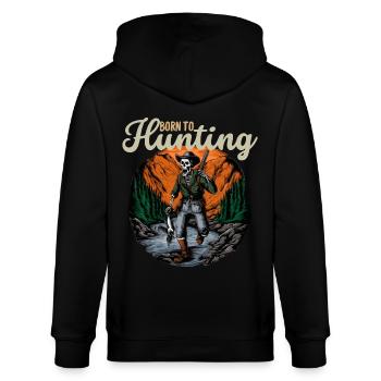 "Born to Hunt T-Shirt - Jagd Fans Lieblingsdesign - Stanley/Stella Unisex Bio-Kapuzenjacke CULTIVATOR  - Schwarz - Hinten - Anna (173cm)