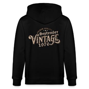 Geburtstag September 1976 Geschenk September 1976 - Stanley/Stella Unisex Bio-Kapuzenjacke CULTIVATOR  - Schwarz - Hinten - Anna (173cm)