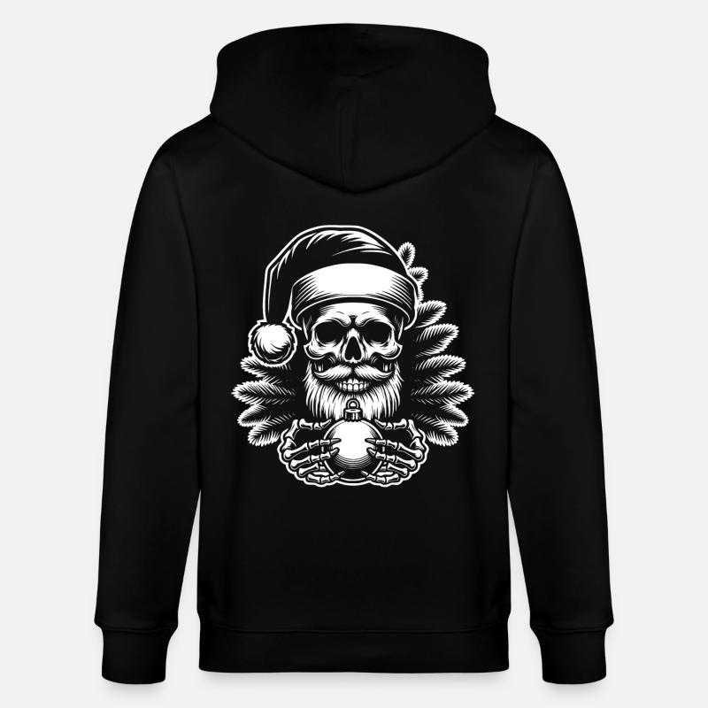 Weihnachtsmann Skull mit Christbaumkugel - Stanley/Stella Unisex Bio-Kapuzenjacke CULTIVATOR - Schwarz
