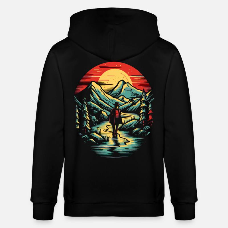 Der einsame Wanderer - Stanley/Stella Unisex Bio-Kapuzenjacke CULTIVATOR  - Schwarz