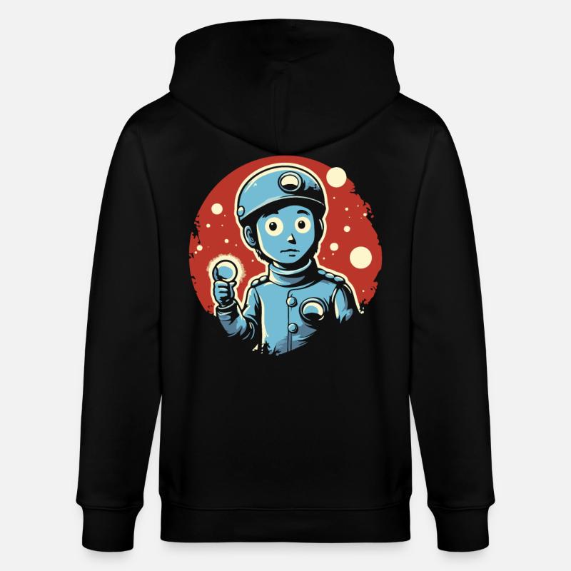 Ein Junge mit einer Lampe - Stanley/Stella Unisex Bio-Kapuzenjacke CULTIVATOR - Schwarz
