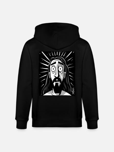 Cartoon Jesus Man - Stanley/Stella CULTIVATOR Unisex Organic Hooded Jacket - black