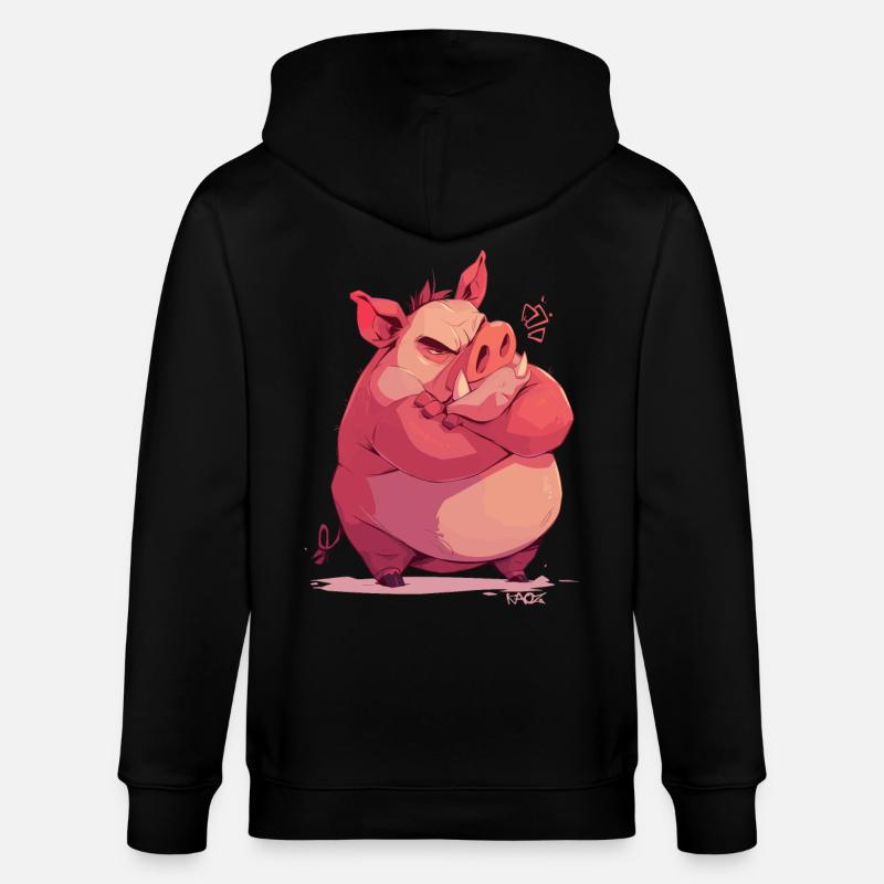 Verärgertes und beleidigtes Schwein - Stanley/Stella Unisex Bio-Kapuzenjacke CULTIVATOR  - Schwarz