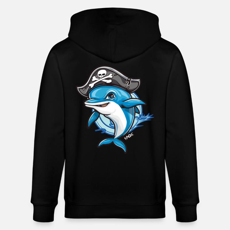 Pirate dauphin de dessin animé - Veste à capuche bio CULTIVATOR Stanley/Stella Unisexe - noir