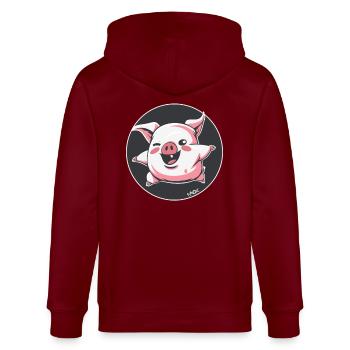 Cochon de bacon au jambon heureux drôle - Veste à capuche bio CULTIVATOR Stanley/Stella Unisexe - bordeaux - Dos - Anna (173cm)
