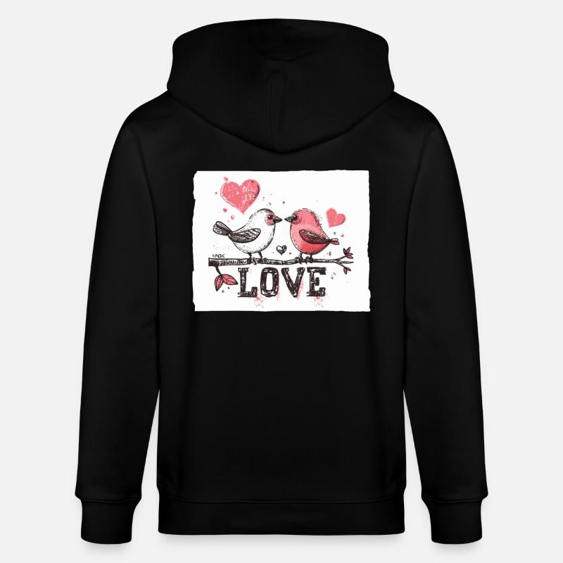 Deux oiseaux aimants, amour d’oiseau - Veste à capuche bio CULTIVATOR Stanley/Stella Unisexe - noir