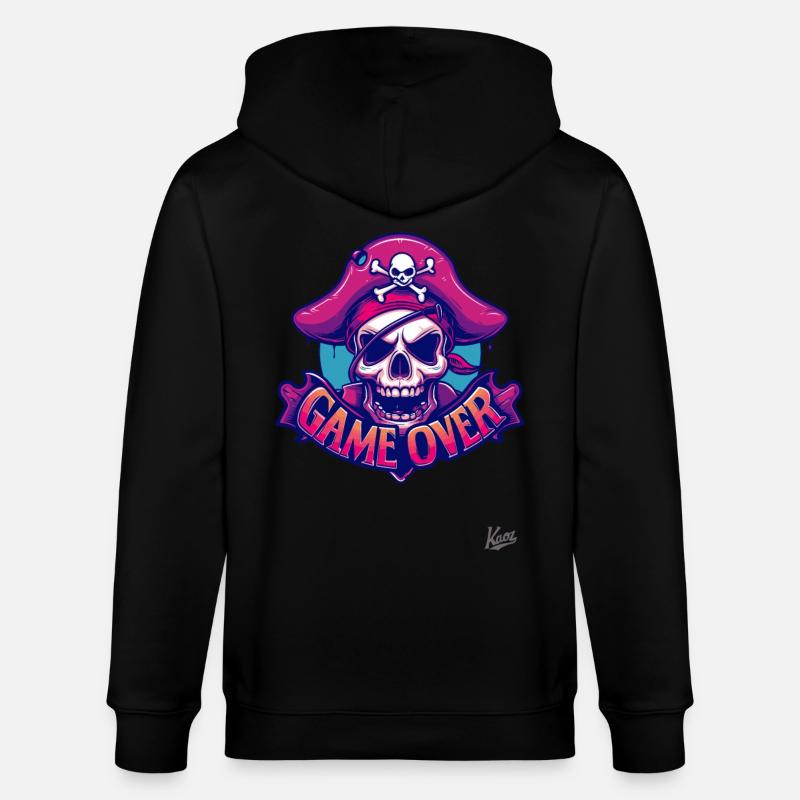 Skull Pirate : Game Over - Veste à capuche bio CULTIVATOR Stanley/Stella Unisexe - noir