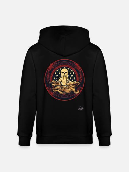Patriotic Ghost - Stanley/Stella CULTIVATOR  Unisex Organic Hooded Jacket - black