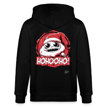 HoHoHo! Cartoon-Monster-Weihnachtsmann - Stanley/Stella Unisex Bio-Kapuzenjacke CULTIVATOR  - Schwarz - Hinten - Anna (173cm)