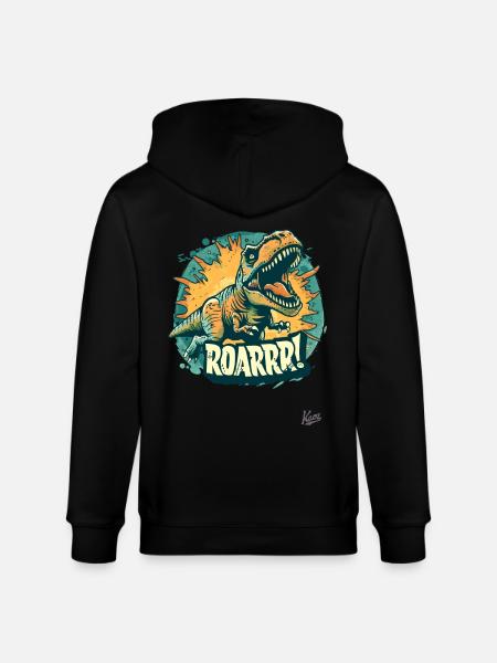 Another Rex Roar Dino Dinosaur - Stanley/Stella CULTIVATOR  Unisex Organic Hooded Jacket - black