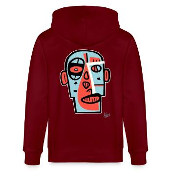 Art du cubisme abstrait : un portrait de visage - Veste à capuche bio CULTIVATOR Stanley/Stella Unisexe - bordeaux - Dos - Anna (173cm)