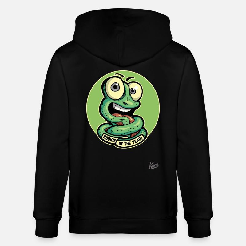 Funny Rookie of the Year: Cartoon Worm - Stanley/Stella CULTIVATOR Unisex Organic Hooded Jacket - black