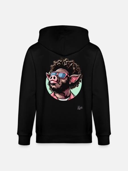 Funky Cool Afro-Haar: Disco-Schwein - Stanley/Stella Unisex Bio-Kapuzenjacke CULTIVATOR  - Schwarz