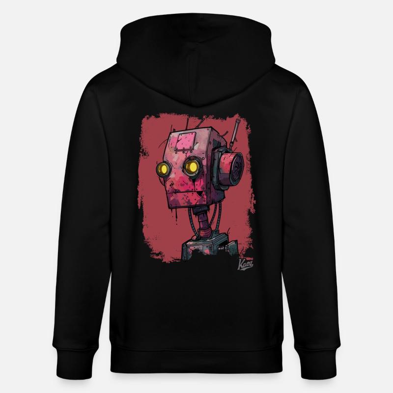 Robot de ferraille rouge triste - Veste à capuche bio CULTIVATOR Stanley/Stella Unisexe - noir
