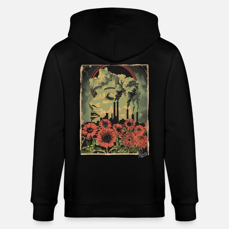 Fleurs industrielles de style propagande - Veste à capuche bio CULTIVATOR Stanley/Stella Unisexe - noir