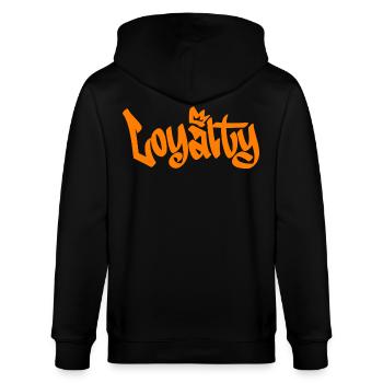 Urban "Loyalty" Streetwear Unisex / Schwarz Orange - Stanley/Stella Unisex Bio-Kapuzenjacke CULTIVATOR  - Schwarz - Hinten - Anna (173cm)