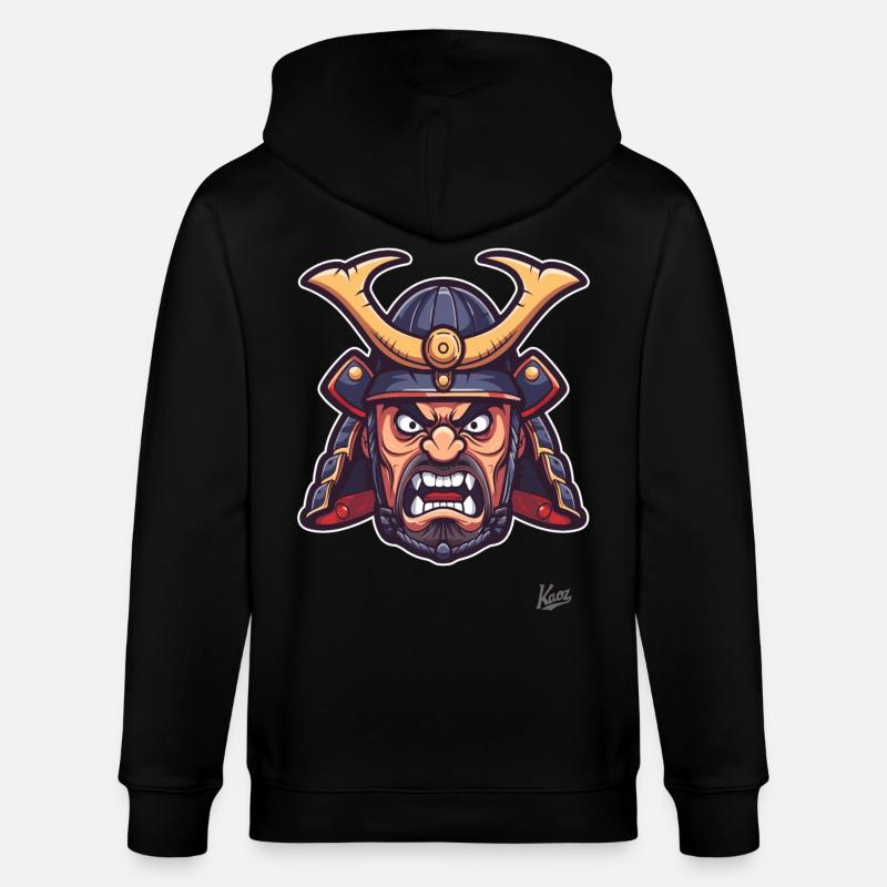 Angry Japanese Edo Samurai Shogun - Stanley/Stella CULTIVATOR  Unisex Organic Hooded Jacket - black