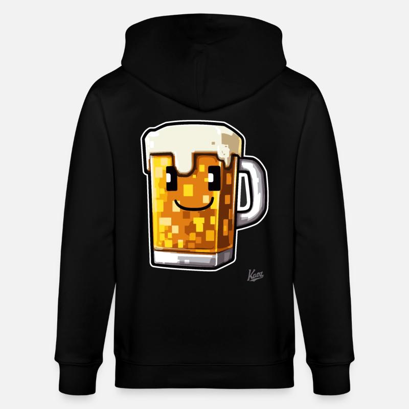 Pixel-Handwerker-Bier - Stanley/Stella Unisex Bio-Kapuzenjacke CULTIVATOR  - Schwarz