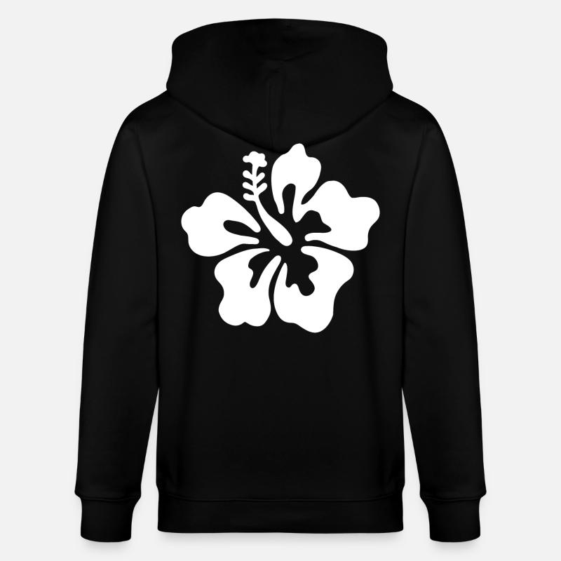 Fleur d’hibiscus - Blanc - Veste à capuche bio CULTIVATOR Stanley/Stella Unisexe - noir