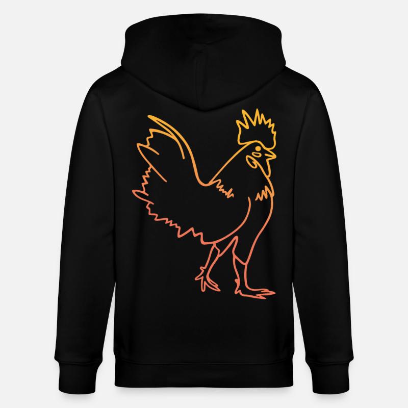 Illustration de coq de poule - Veste à capuche bio CULTIVATOR Stanley/Stella Unisexe - noir