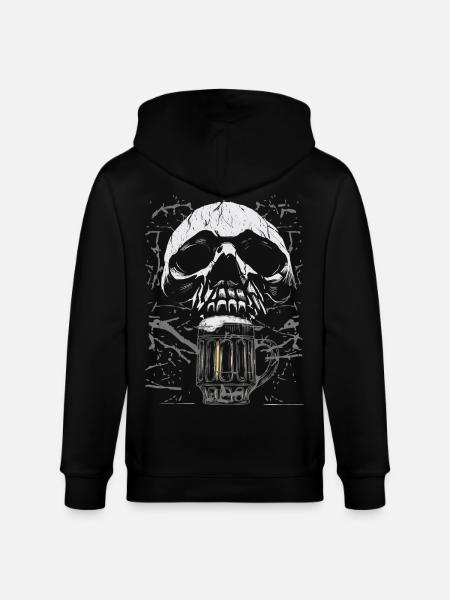 Skull Beer Mug Gothic - Stanley/Stella CULTIVATOR Unisex Organic Hooded Jacket - black