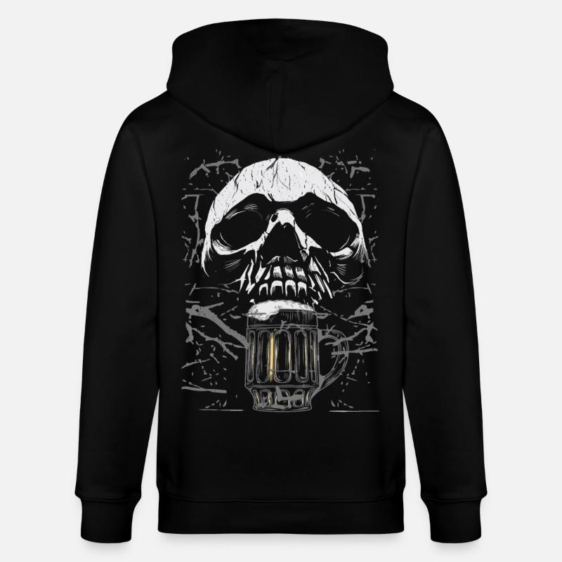 Chope à bière crâne gothique - Veste à capuche bio CULTIVATOR Stanley/Stella Unisexe - noir