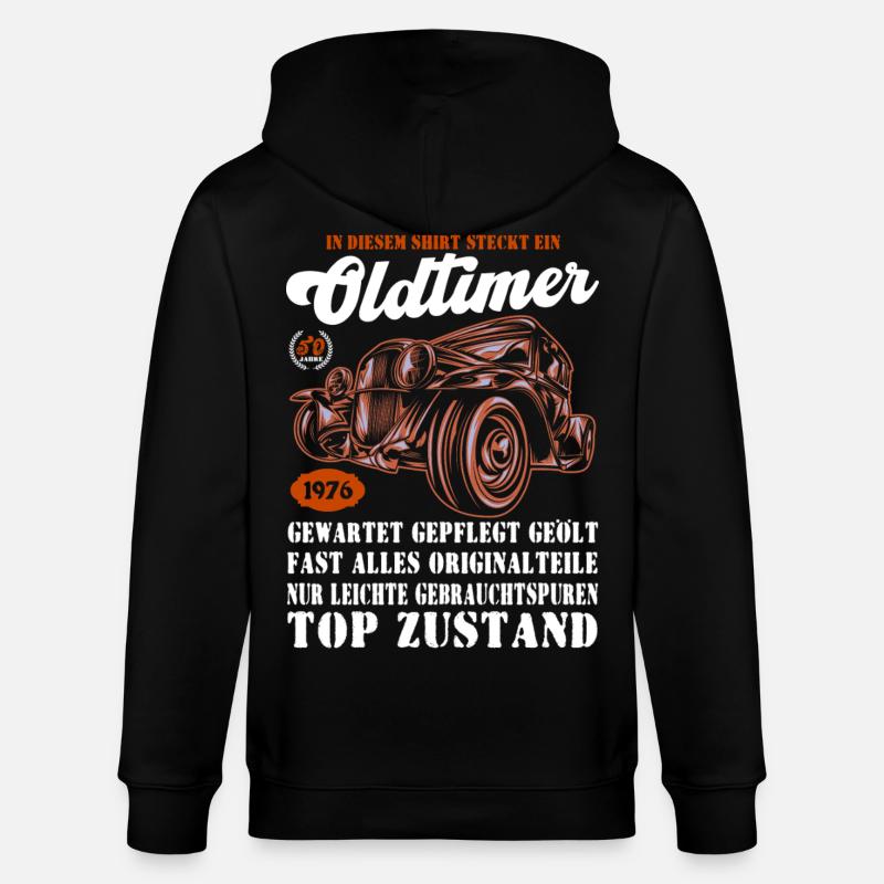 Oldtimer 1976 Retro Auto Illustration 50. - Stanley/Stella Unisex Bio-Kapuzenjacke CULTIVATOR  - Schwarz