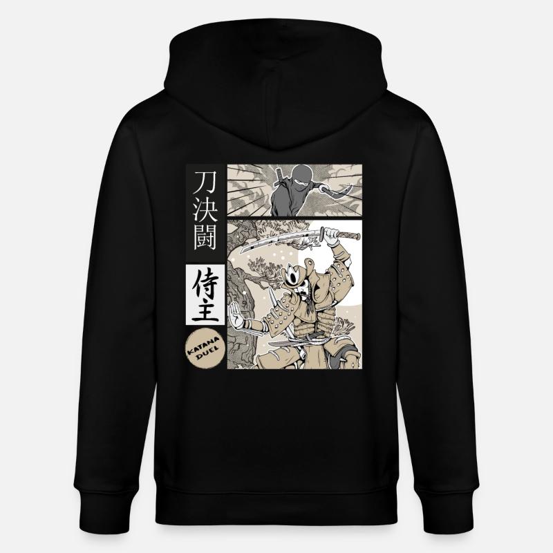 Samurai Katana Duel vs Ninja - Veste à capuche bio CULTIVATOR Stanley/Stella Unisexe - noir