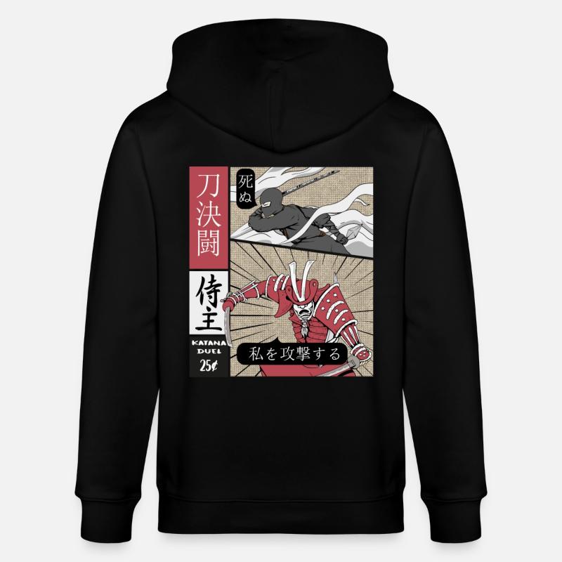 Katana Duel Ninja vs Samouraï - Veste à capuche bio CULTIVATOR Stanley/Stella Unisexe - noir
