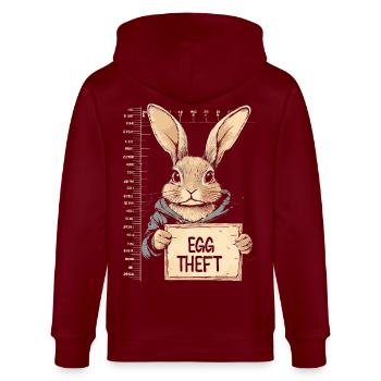 Hase Eierdieb Osterhase Mugshot Polizeifoto Ostern - Stanley/Stella Unisex Bio-Kapuzenjacke CULTIVATOR  - Burgunderrot - Hinten - Anna (173cm)