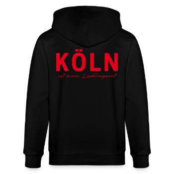 Köln T-Shirt – Domstadt Liebe - Stanley/Stella Unisex Bio-Kapuzenjacke CULTIVATOR  - Schwarz - Hinten - Anna (173cm)
