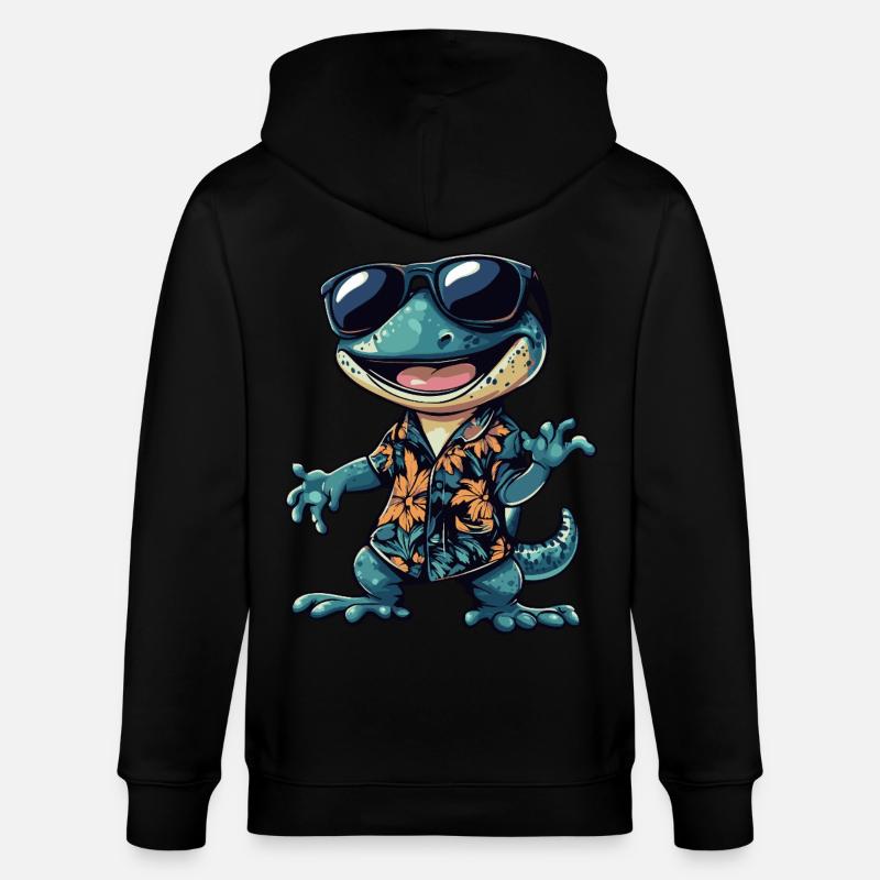 Echse Comic Lustig Sommer - Stanley/Stella Unisex Bio-Kapuzenjacke CULTIVATOR  - Schwarz