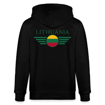 I Love Lithuania, Elegance Style Design T-Shirt - Stanley/Stella CULTIVATOR  Unisex Organic Hooded Jacket - black - Back - Anna (173cm)