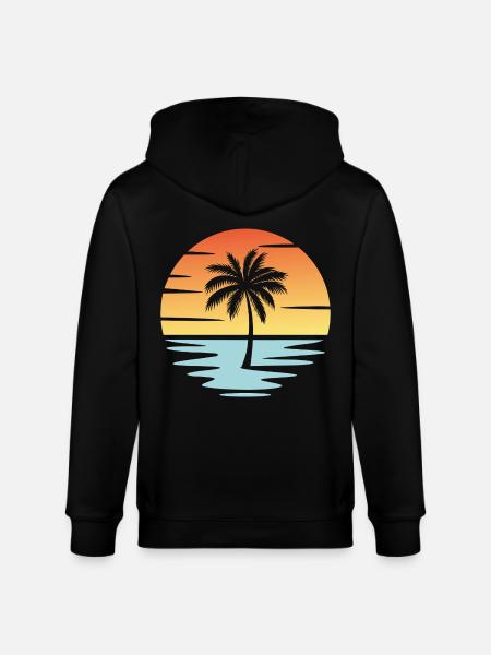 Beach Sunset - Stanley/Stella CULTIVATOR  Unisex Organic Hooded Jacket - black