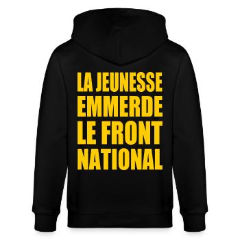 la jeunesse emmerde le front national - Veste à capuche bio CULTIVATOR Stanley/Stella Unisexe - noir - Dos - Anna (173cm)