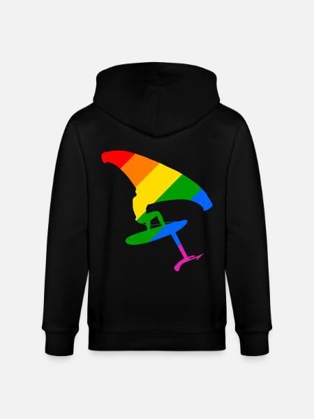 LGBTQ Pride Wingsurfing Design Gift - Stanley/Stella CULTIVATOR  Unisex Organic Hooded Jacket - black