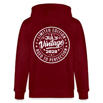 Made In July 2020 Vintage Anniversary 2020 - Stanley/Stella CULTIVATOR  Unisex Organic Hooded Jacket - burgundy - Back - Anna (173cm)