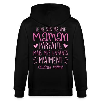 pas une Maman parfaite, citation maman enfant - Veste à capuche bio CULTIVATOR Stanley/Stella Unisexe - noir - Dos - Anna (173cm)