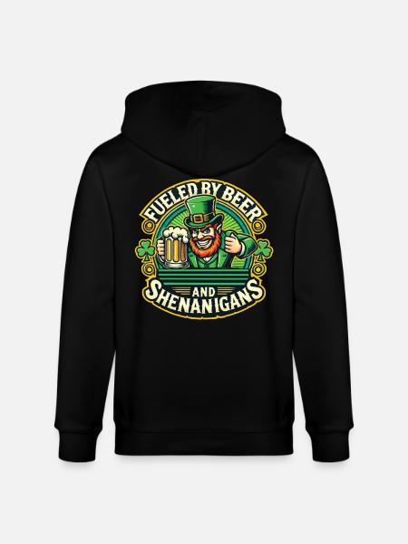 Saint-Patrick : Bière et farce - Veste à capuche bio CULTIVATOR Stanley/Stella Unisexe - noir