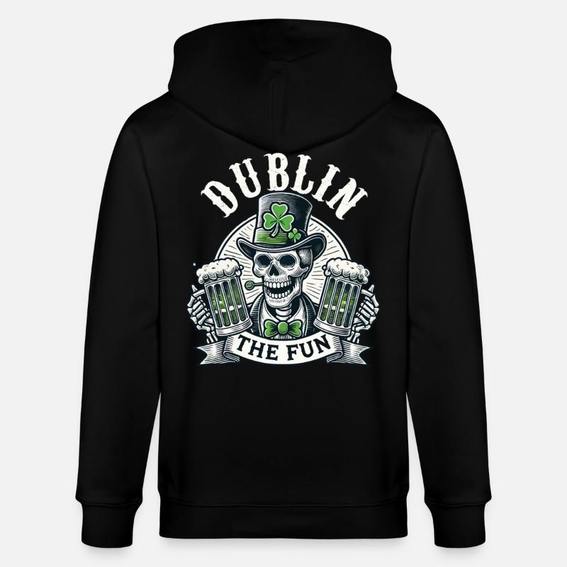 Saint-Patrick Dublin Le Crâne Amusant - Veste à capuche bio CULTIVATOR Stanley/Stella Unisexe - noir