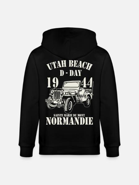 Utah Beach D-Day 1944 Normandie - Veste à capuche bio CULTIVATOR Stanley/Stella Unisexe - noir