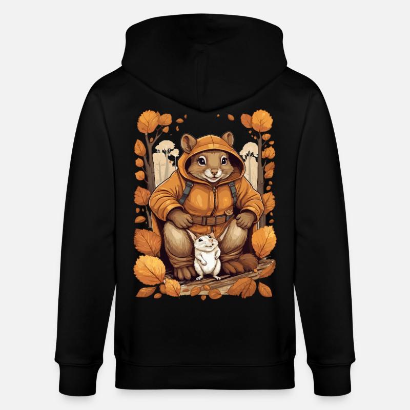 Écureuil mignon avec souris - Veste à capuche bio CULTIVATOR Stanley/Stella Unisexe - noir