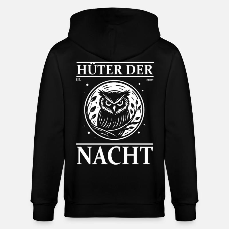 Eulen Design – Hüter der Nacht - Stanley/Stella Unisex Bio-Kapuzenjacke CULTIVATOR - Schwarz