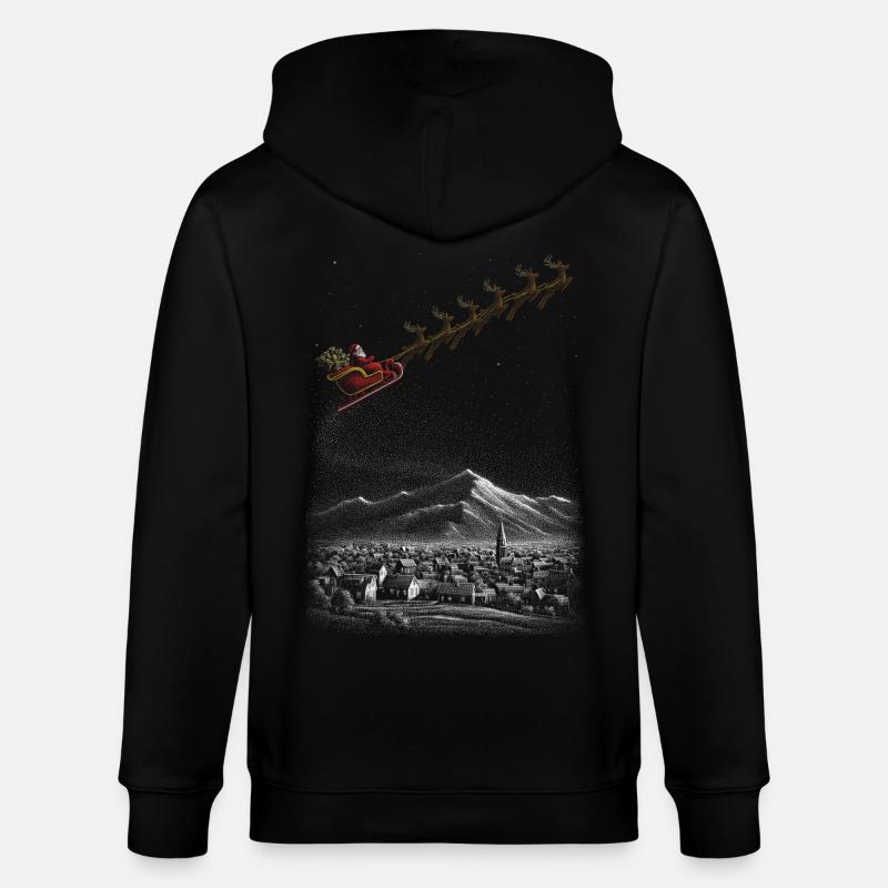 Sternen-Schlittenfahrt im Winterschnee - Stanley/Stella Unisex Bio-Kapuzenjacke CULTIVATOR  - Schwarz