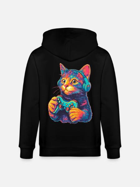 Joueur de chat drôle - Veste à capuche bio CULTIVATOR Stanley/Stella Unisexe - noir