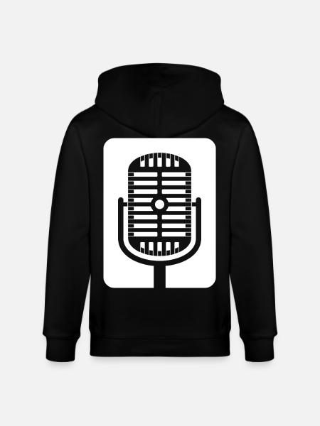 Retro Microphone Emblem - Stanley/Stella CULTIVATOR Unisex Organic Hooded Jacket - black