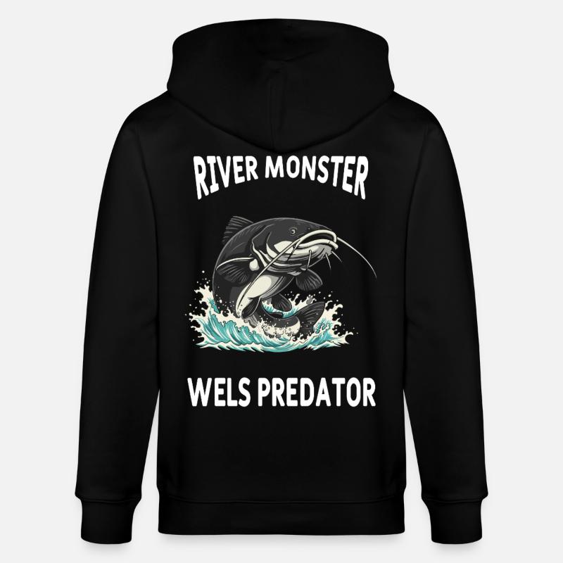 Pêche Rivière Silure Poisson Chat - Veste à capuche bio CULTIVATOR Stanley/Stella Unisexe - noir