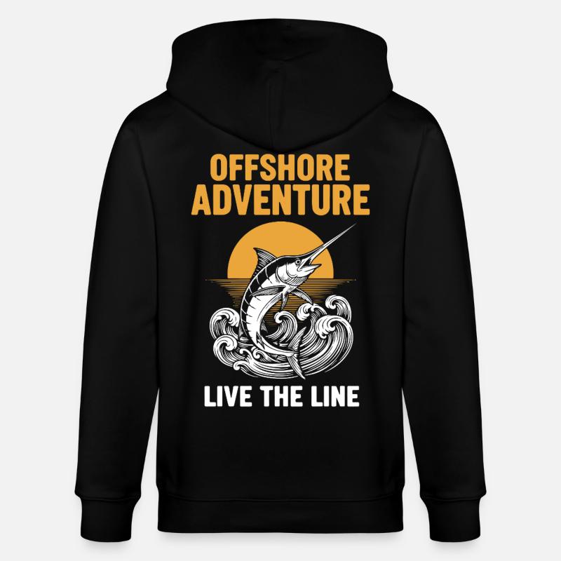 Fischerei-Seeschwertfisch-Abenteuer vor der Küste - Stanley/Stella Unisex Bio-Kapuzenjacke CULTIVATOR - Schwarz