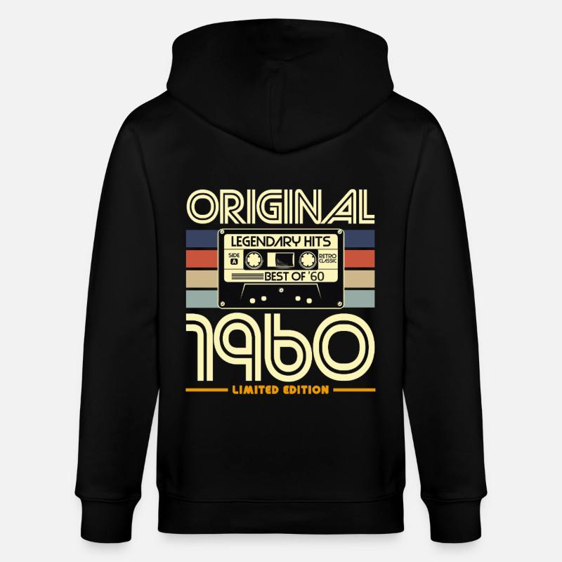 Original 1960's Retro Cassette - Stanley/Stella CULTIVATOR  Unisex Organic Hooded Jacket - black