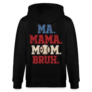 Mama Baseball-Bruh Humor-Geschenkjunge - Stanley/Stella Unisex Bio-Kapuzenjacke CULTIVATOR  - Schwarz - Hinten - Anna (173cm)